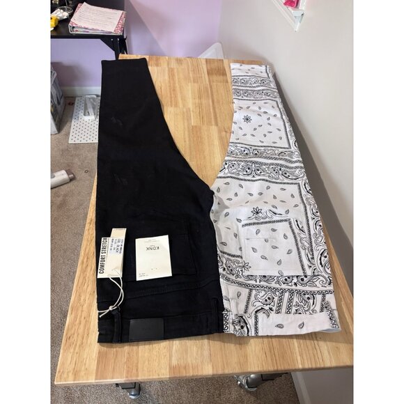 mens denim pants KDNK Black Distressed Stretch Jeans, Size 38x32 NWT - Picture 6 of 11